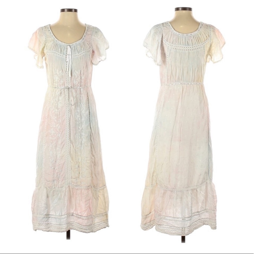 LoveShackFancy Madeline Tie Dye Midi Dress Lace - Picture 8 of 8